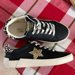 Vintage Havana Sneakers with Gold Star and Leopard Detail